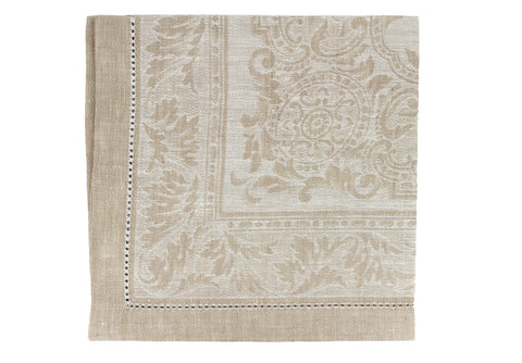 French Home Linen Set of 6 Arboretum Napkins - Ivory and Taupe