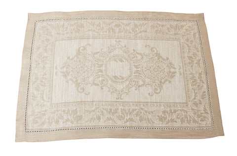 French Home Linen Set of 6 Arboretum Placemats - Ivory and Taupe