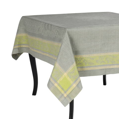 French Home Linen 71" x 104" Arboretum Tablecloth - Grey and Chartreuse