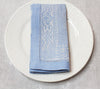 French Home Linen Set of 6 Astra Napkins - Ivory and Light Blue