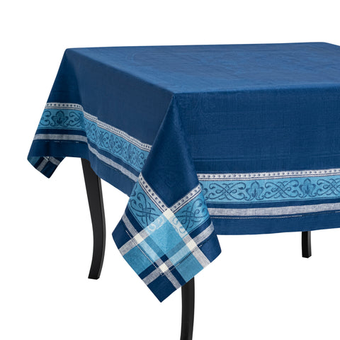 French Home Linen 71" x 71" Astra Tablecloth – Shades of Blue