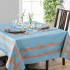 French Home Linen 60" x 71" Boulevard Tablecloth – Denim and Terracotta